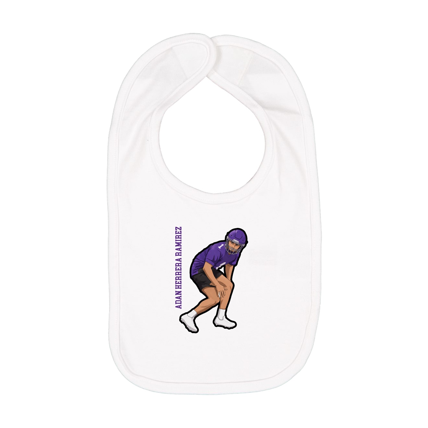 Infant Bib — Name Vertical in White