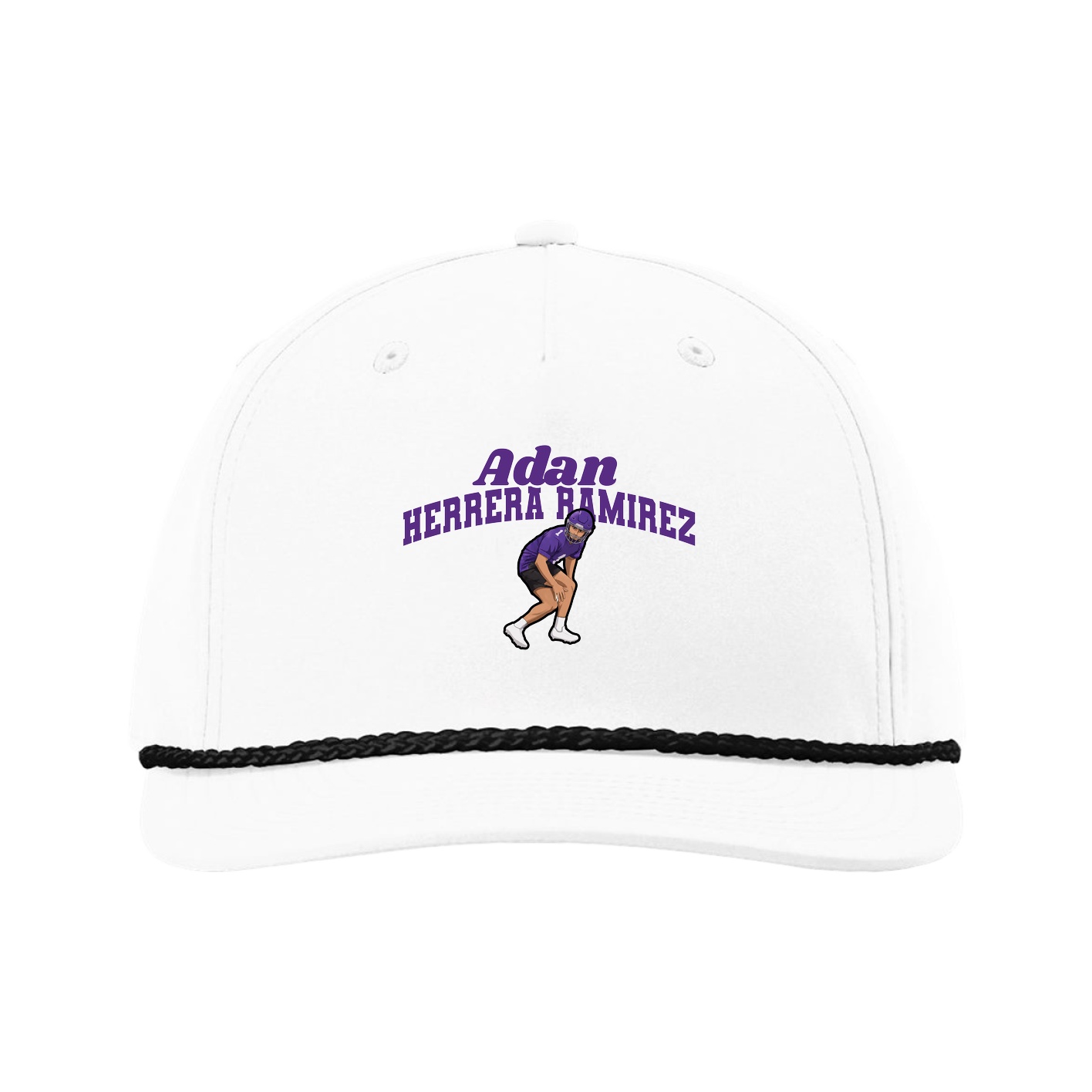 Five-Panel Classic Rope Cap — Signature Arch in White