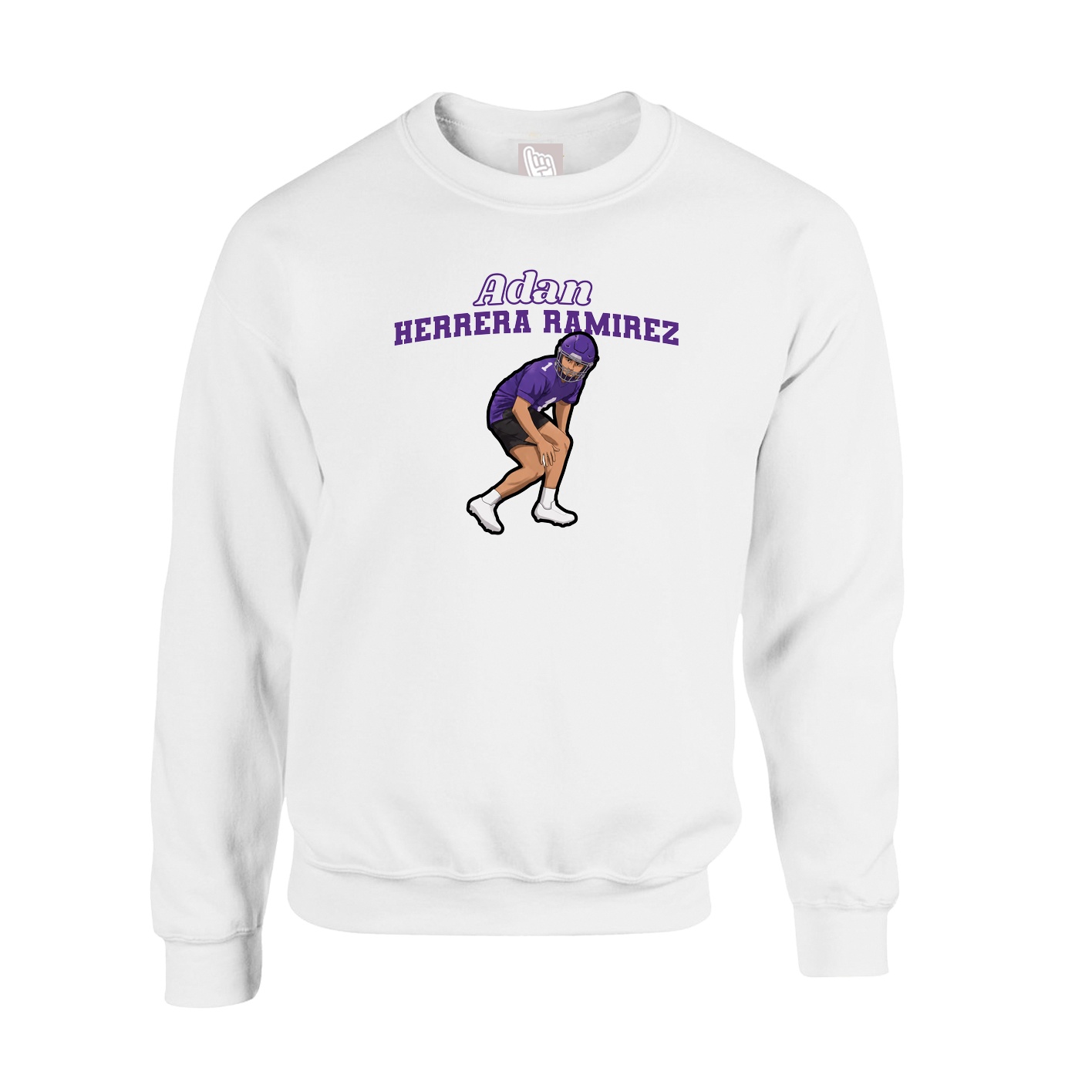 Fleece Crew — Name Arch in White