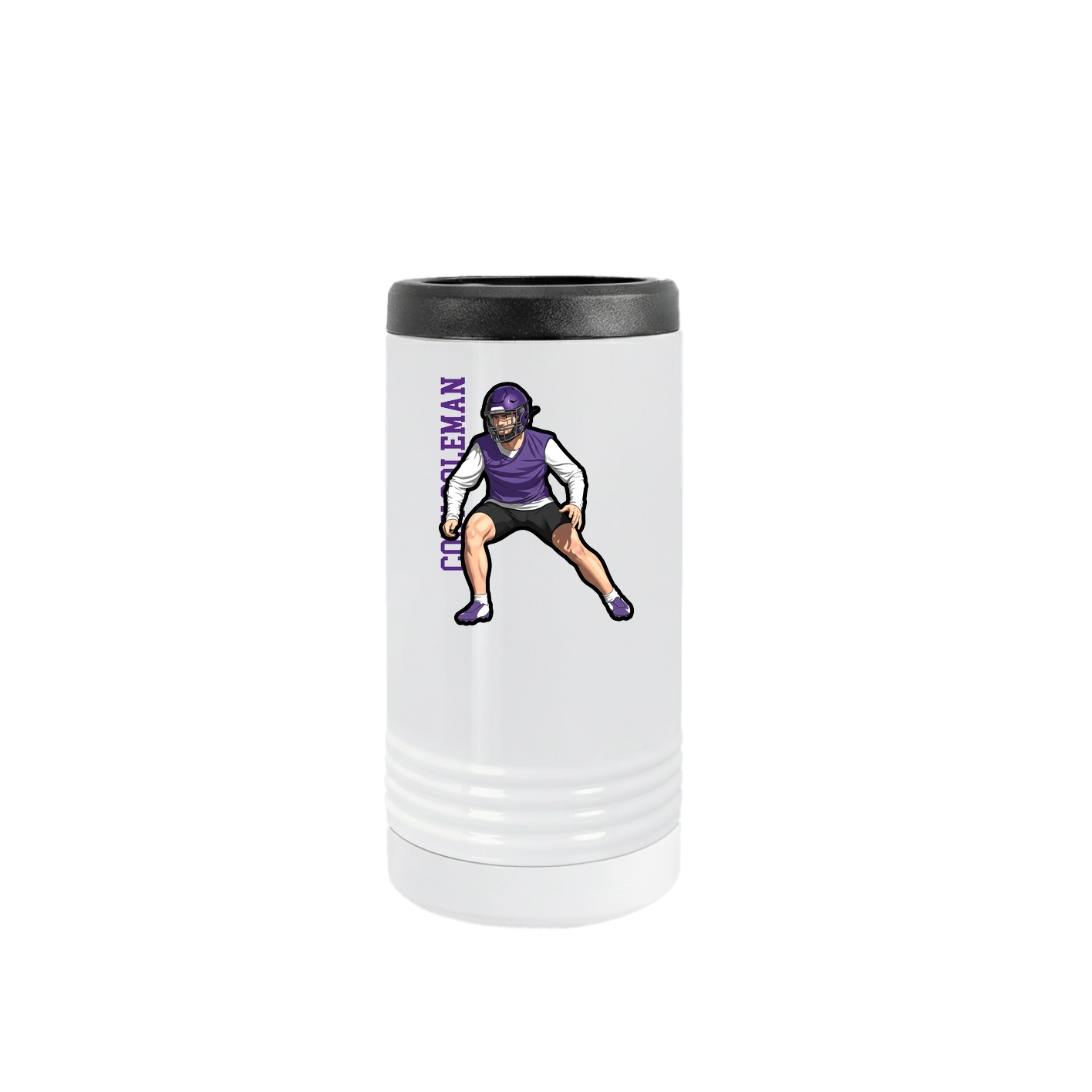 Slim Beverage Holder — Name Vertical in White