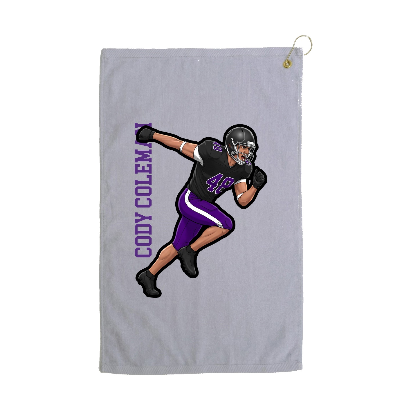 Golf Towel — Name Vertical in Grey