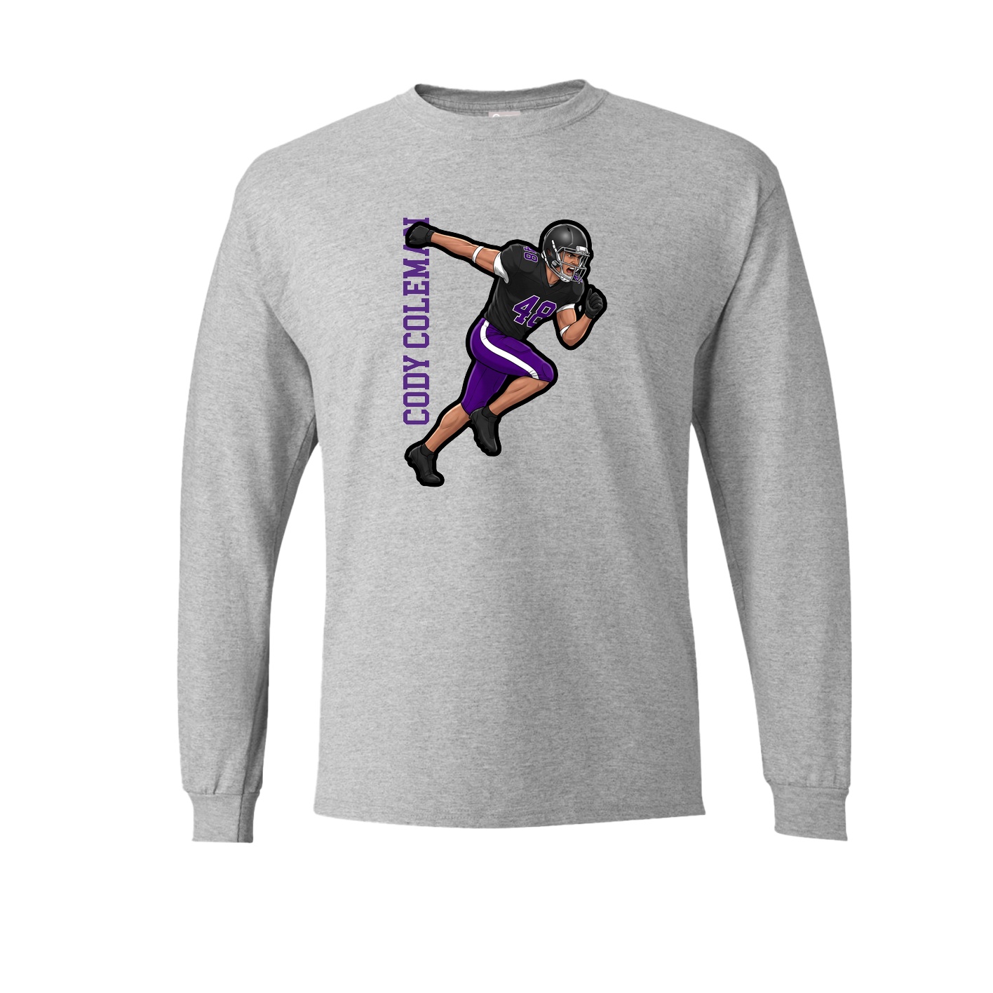 Long Sleeve Tee — Name Vertical in Grey