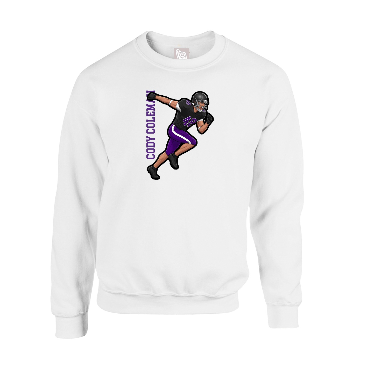 Fleece Crew — Name Vertical in White