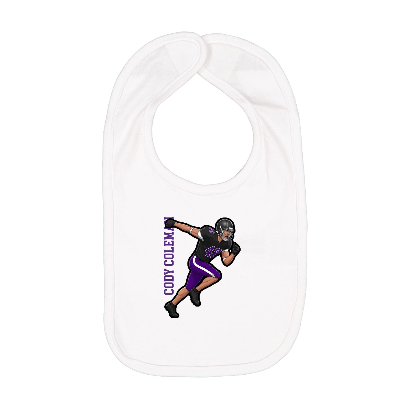 Infant Bib — Name Vertical in White