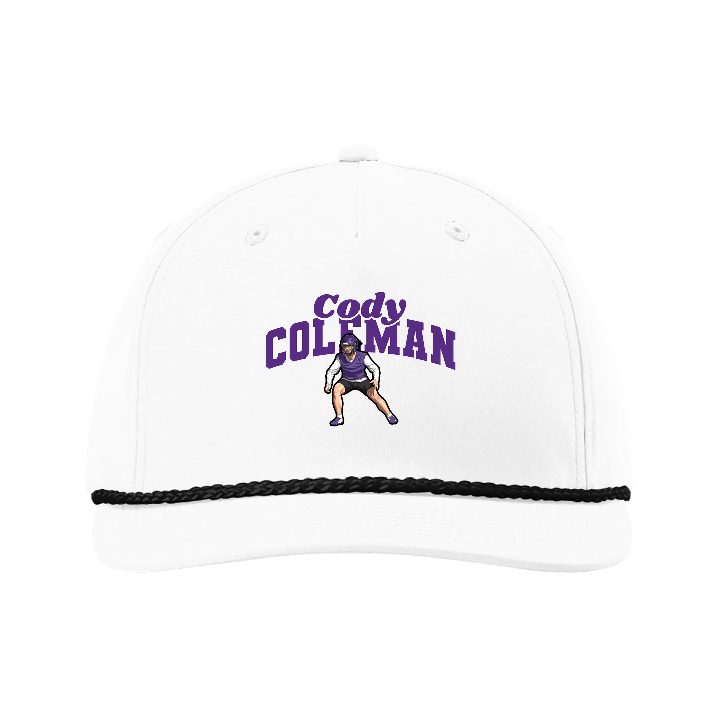 Five-Panel Classic Rope Cap — Signature Arch in White