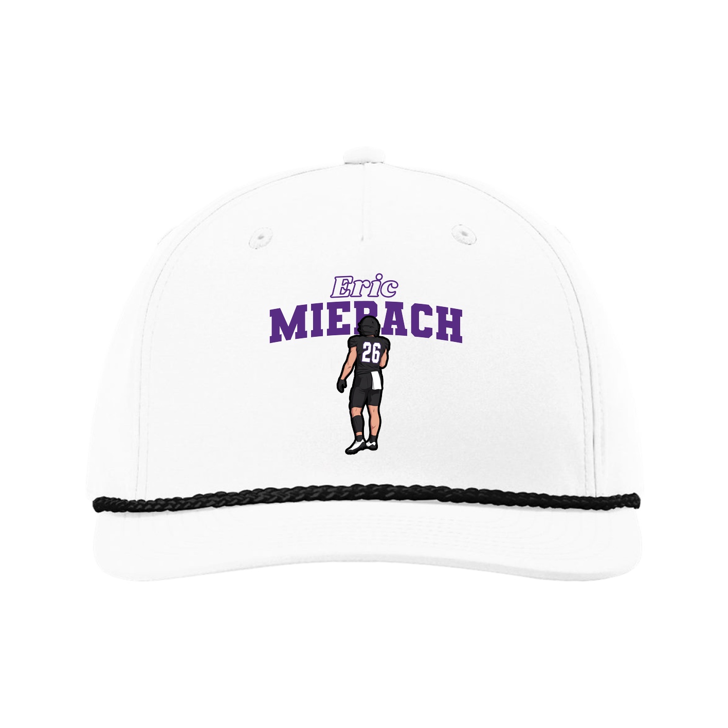 Five-Panel Classic Rope Cap — Name Arch in White