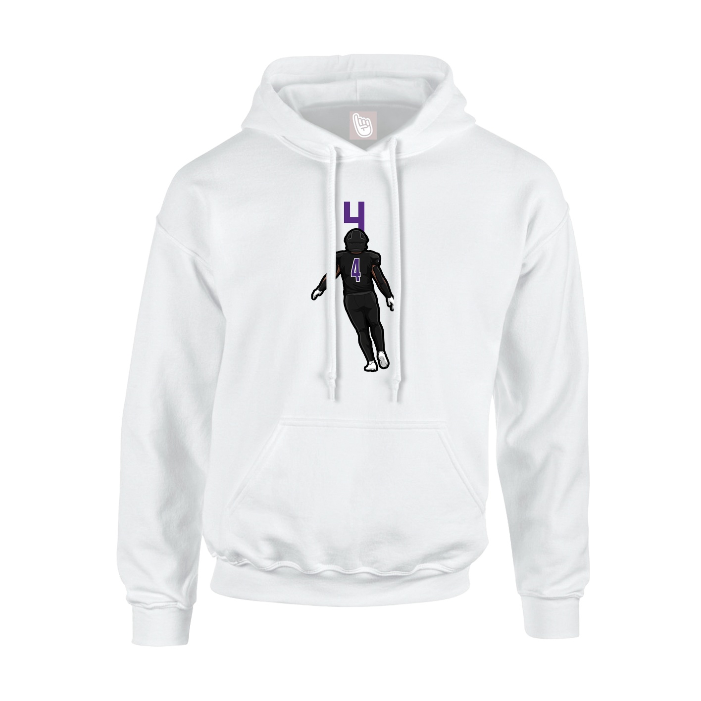 Youth Hoodie — Number Top in White