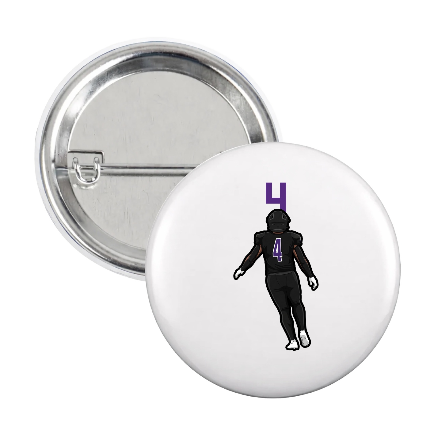 Game Day Button — Number Top in White