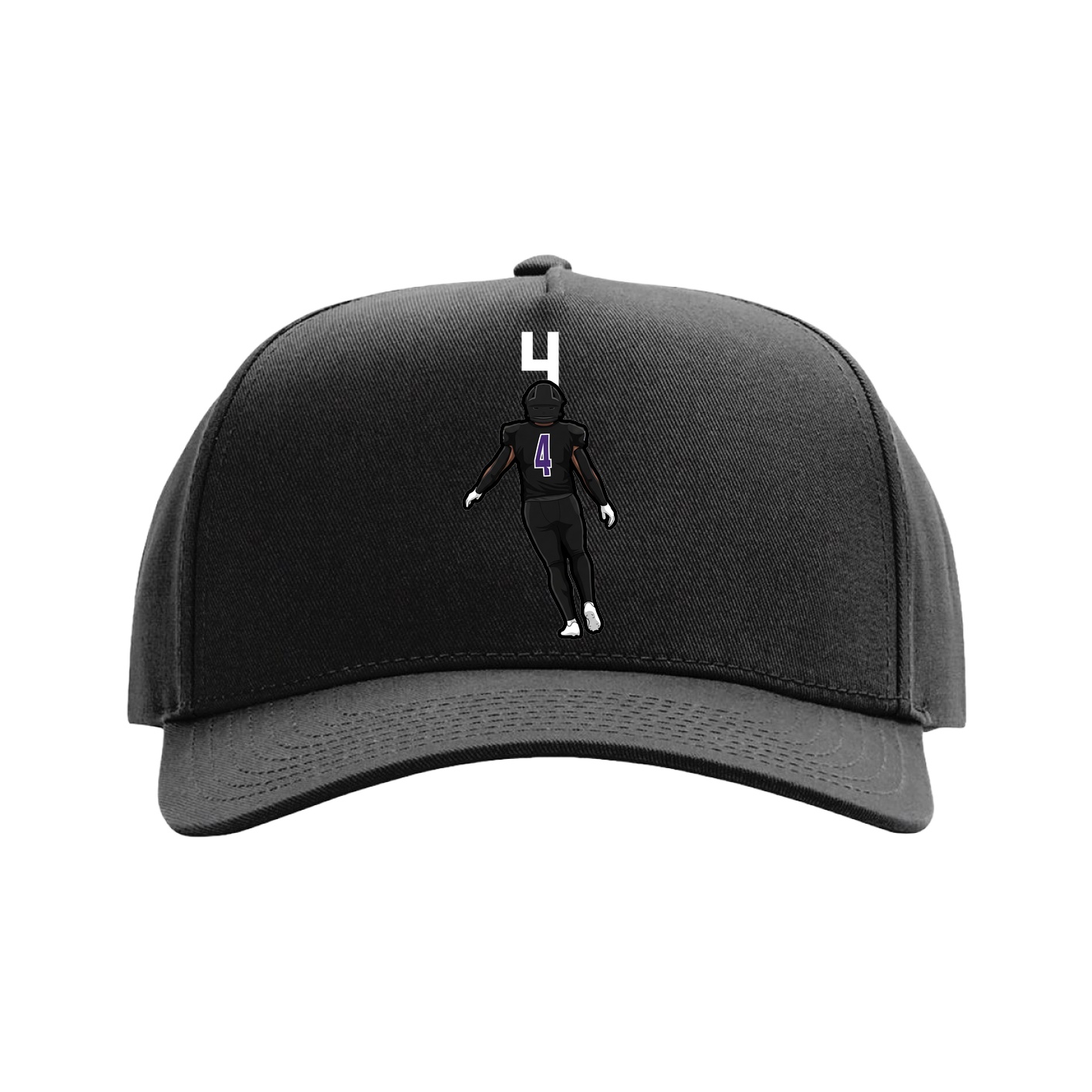 Full Fabric Five-Panel Champ Cap — Number Top in Black