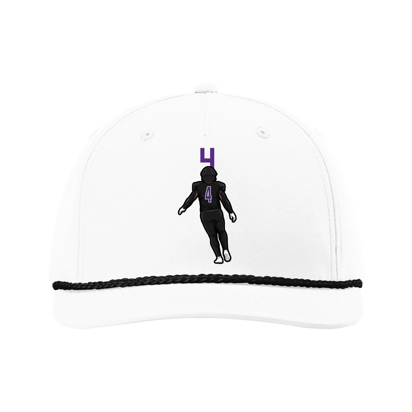 Five-Panel Classic Rope Cap — Number Top in White