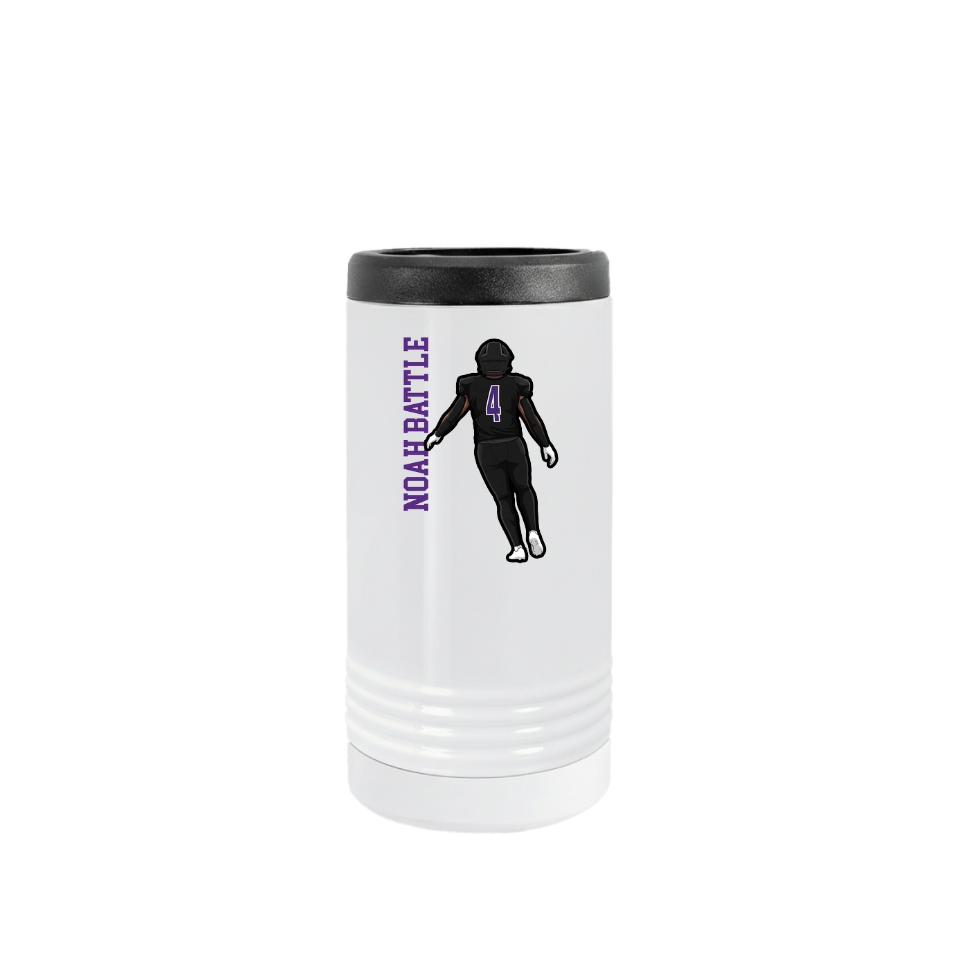 Slim Beverage Holder — Name Vertical in White
