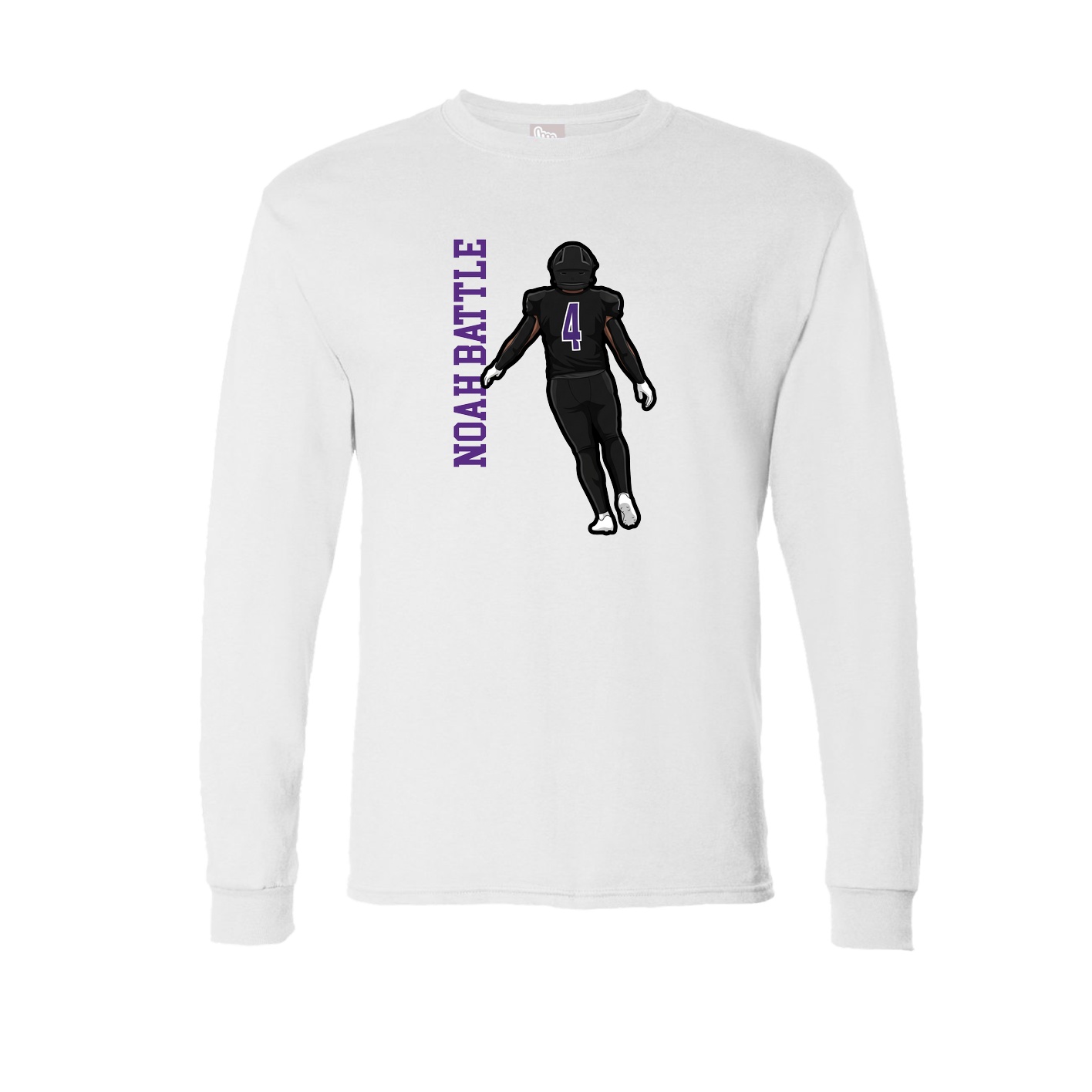 Long Sleeve Tee — Name Vertical in White