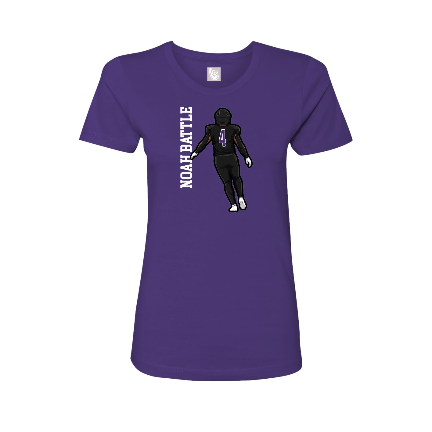 Womens Tee — Name Vertical in Purple