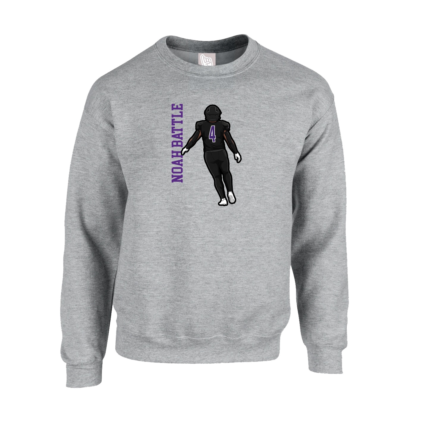 Fleece Crew — Name Vertical in Grey