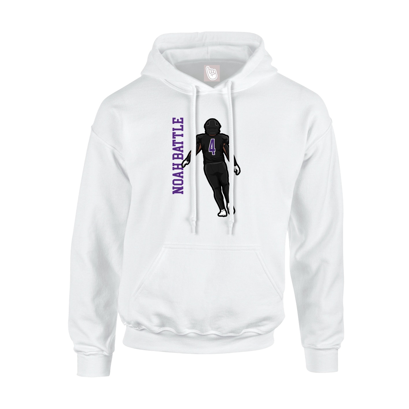 Youth Hoodie — Name Vertical in White