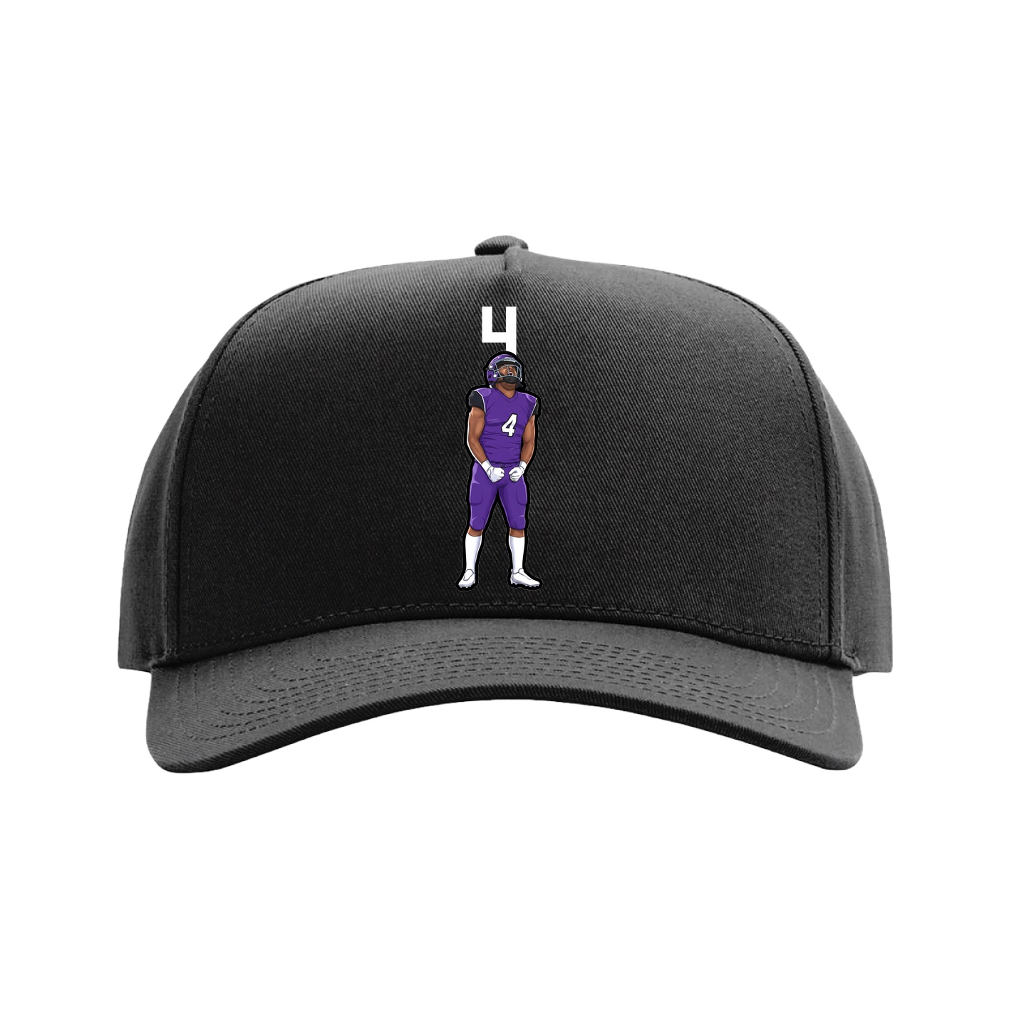 Full Fabric Five-Panel Champ Cap — Number Top in Black