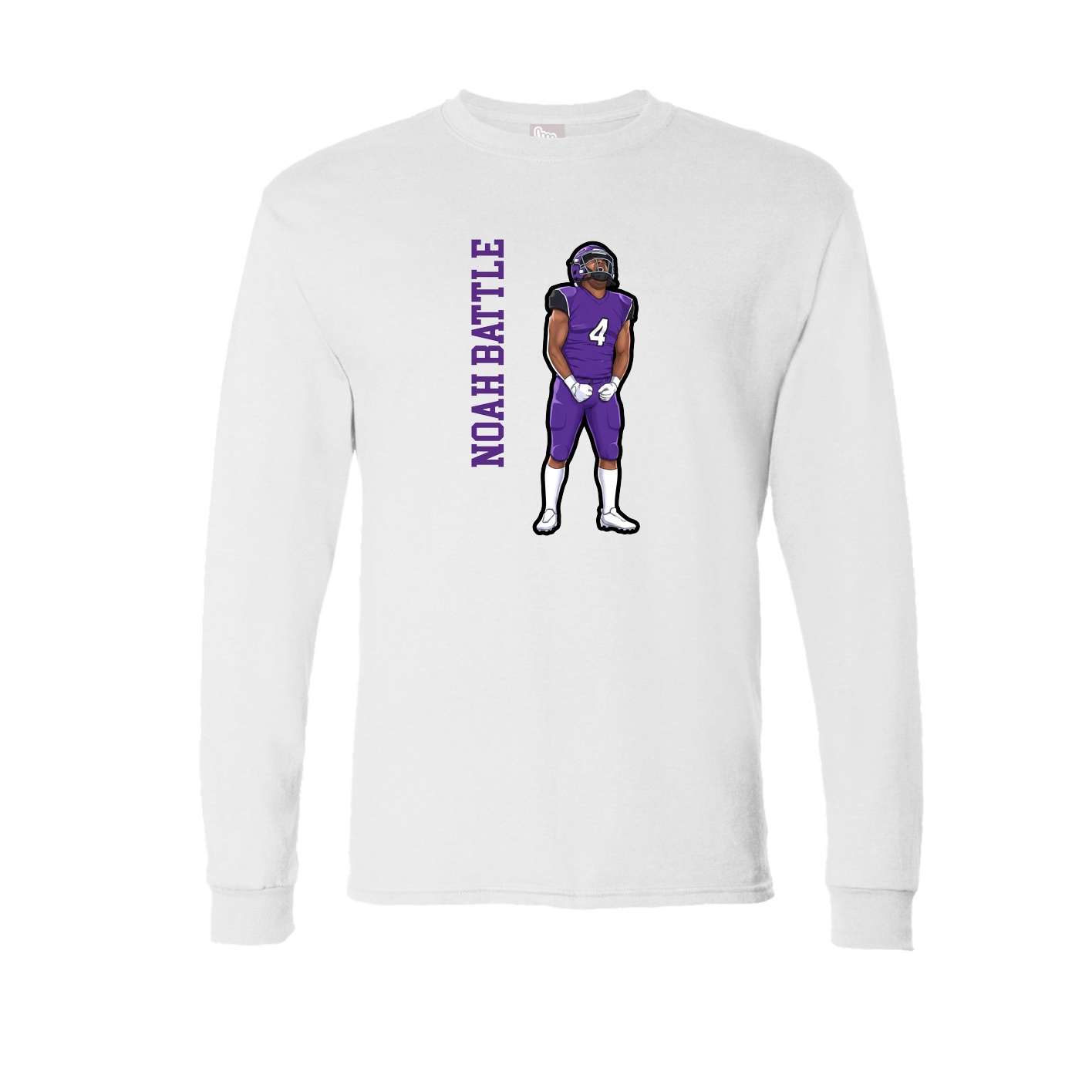 Long Sleeve Tee — Name Vertical in White
