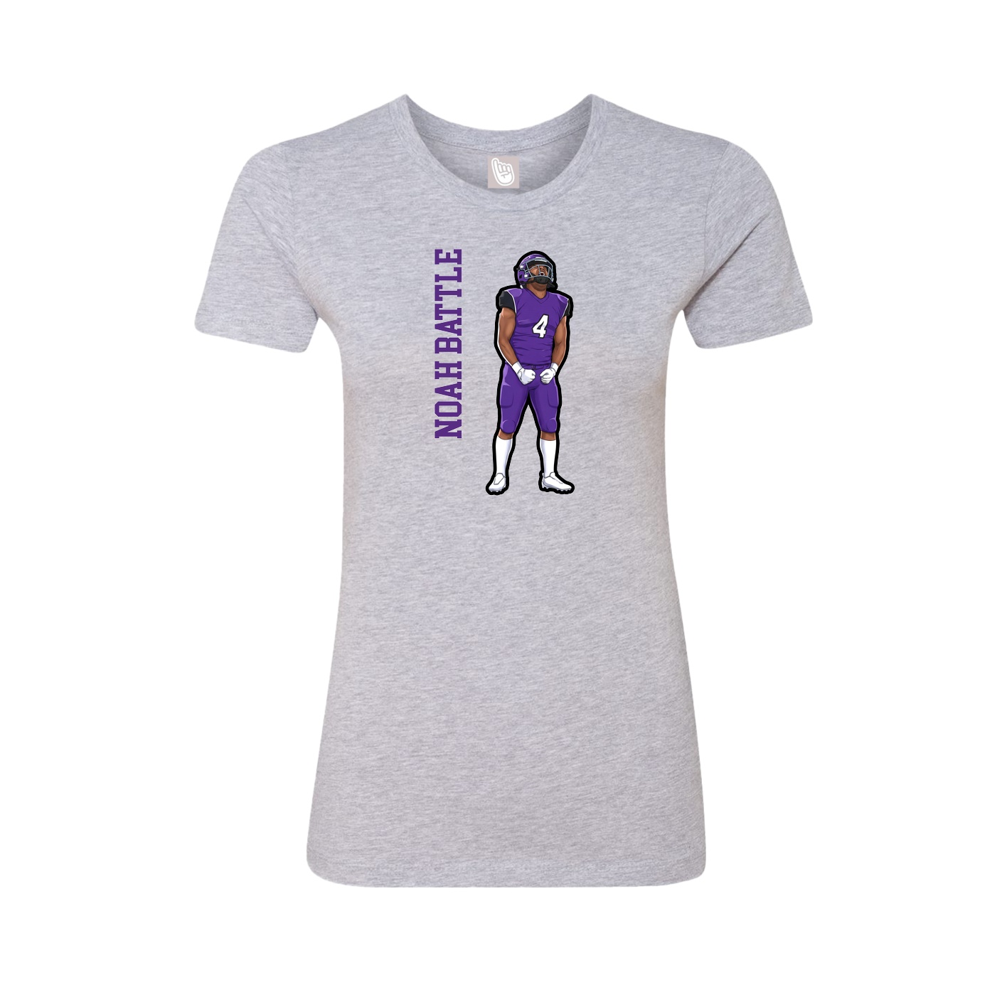 Fitted Women's Tee — Name Vertical in Grey