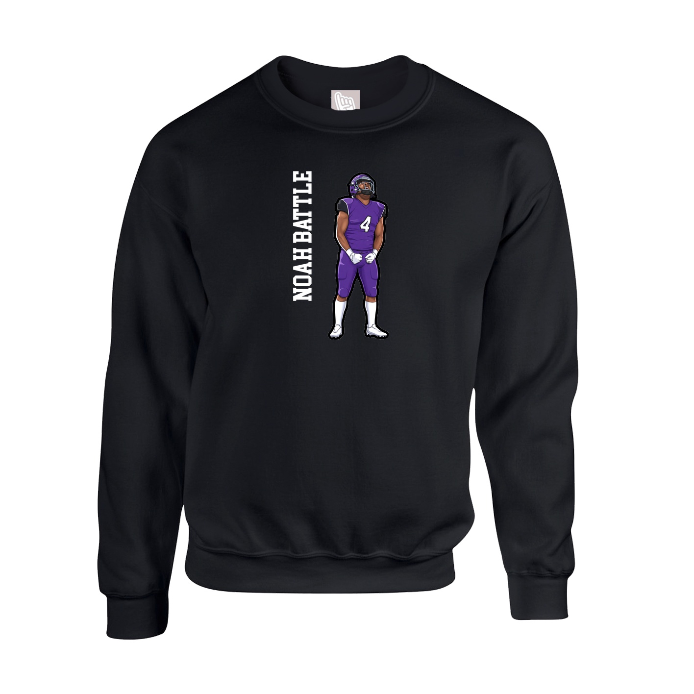 Fleece Crew — Name Vertical in Black
