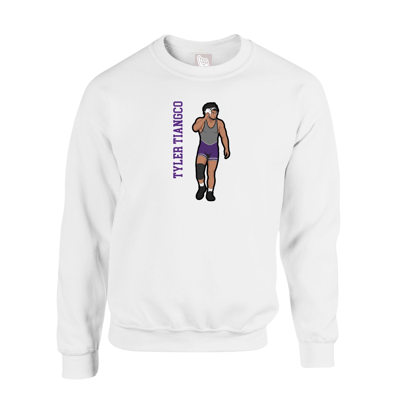 Fleece Crew — Name Vertical in White