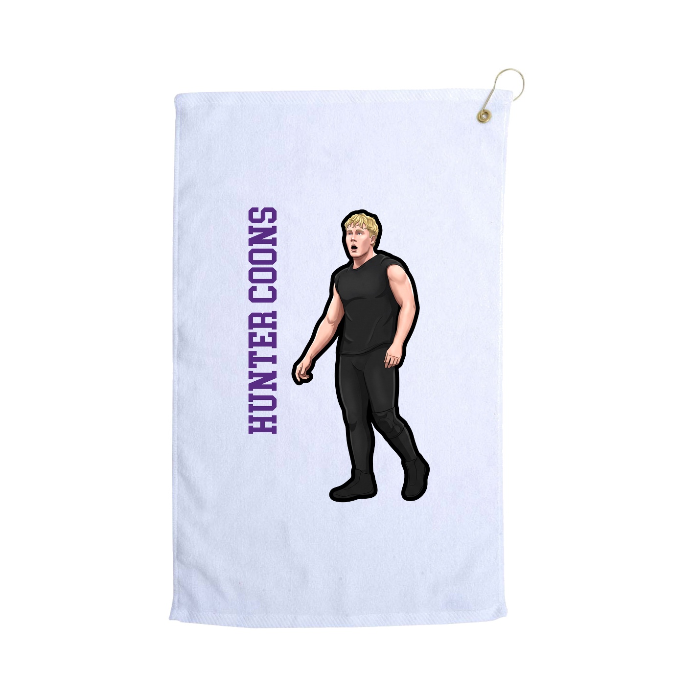 Golf Towel — Name Vertical in White
