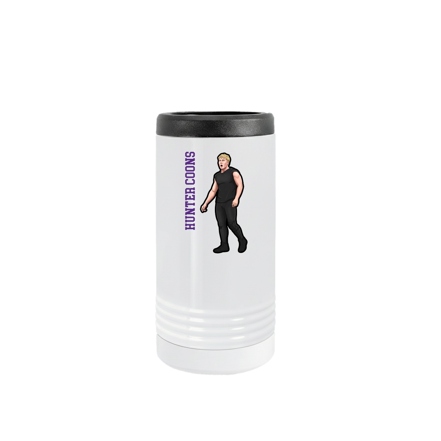 Slim Beverage Holder — Name Vertical in White