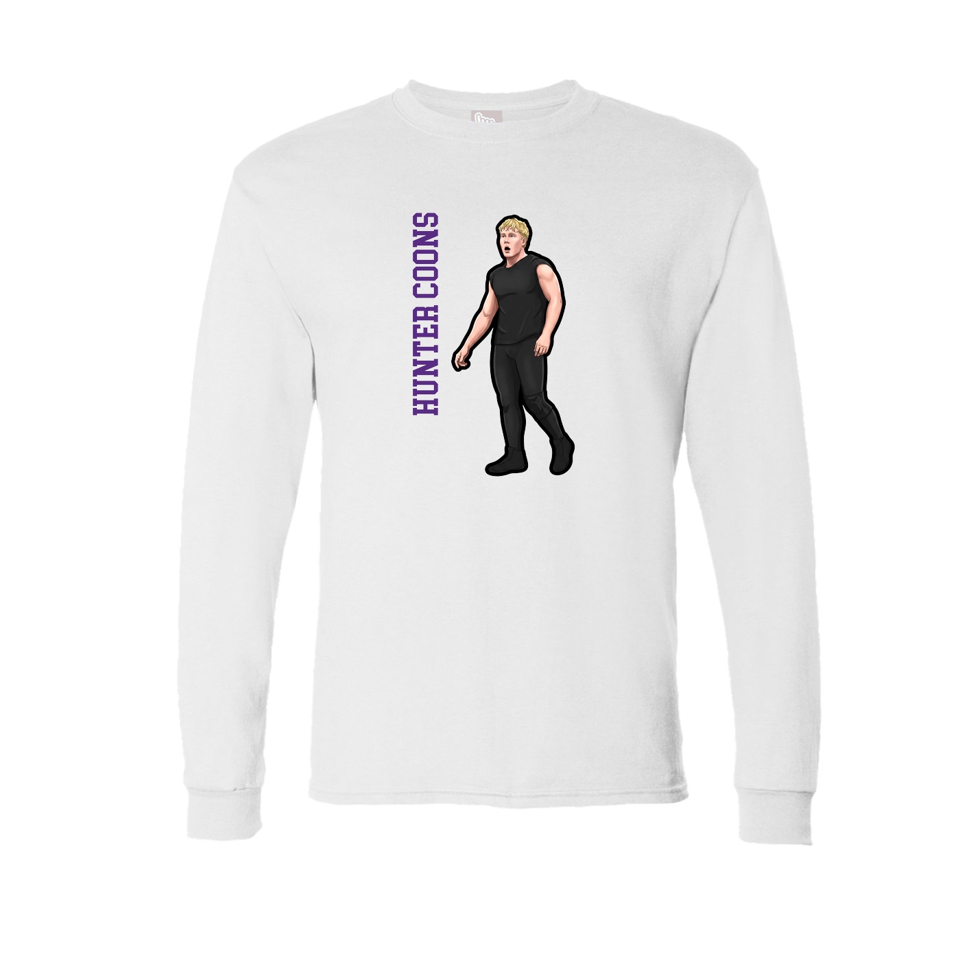 Long Sleeve Tee — Name Vertical in White