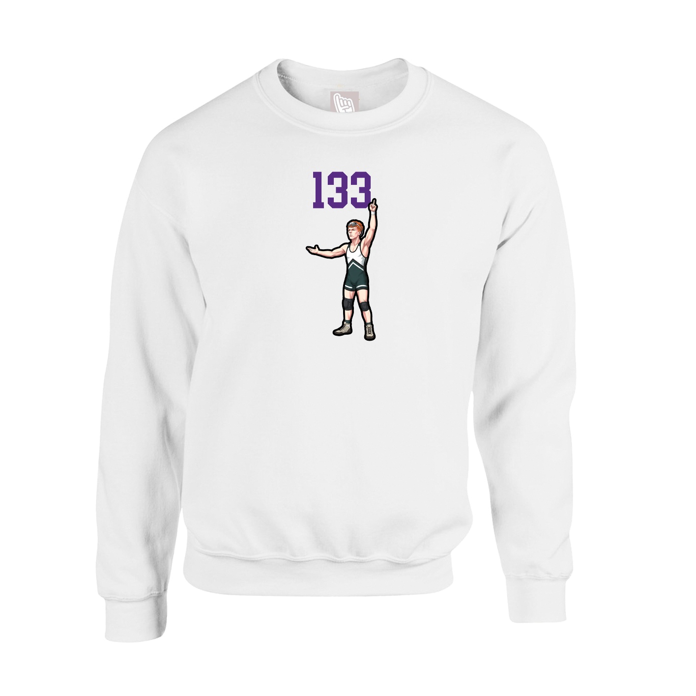 Fleece Crew — Number Top in White