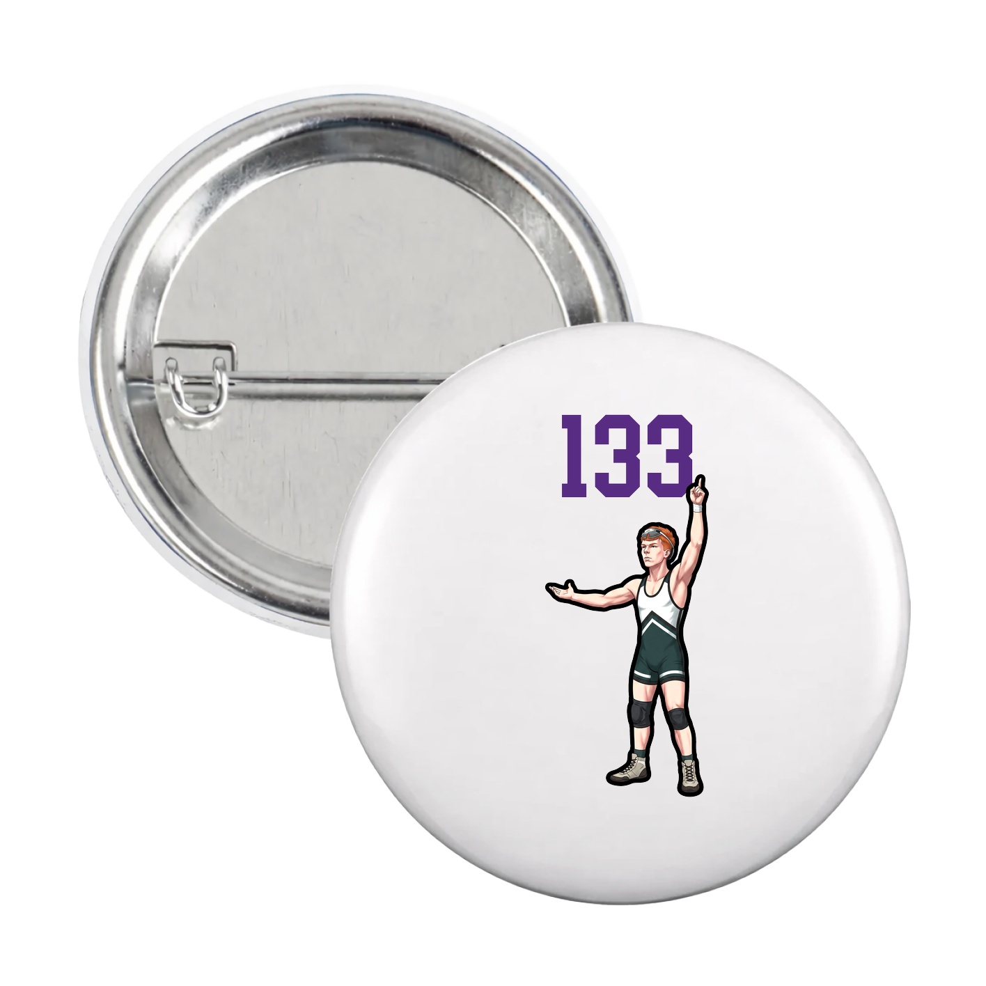 Game Day Button — Number Top in White