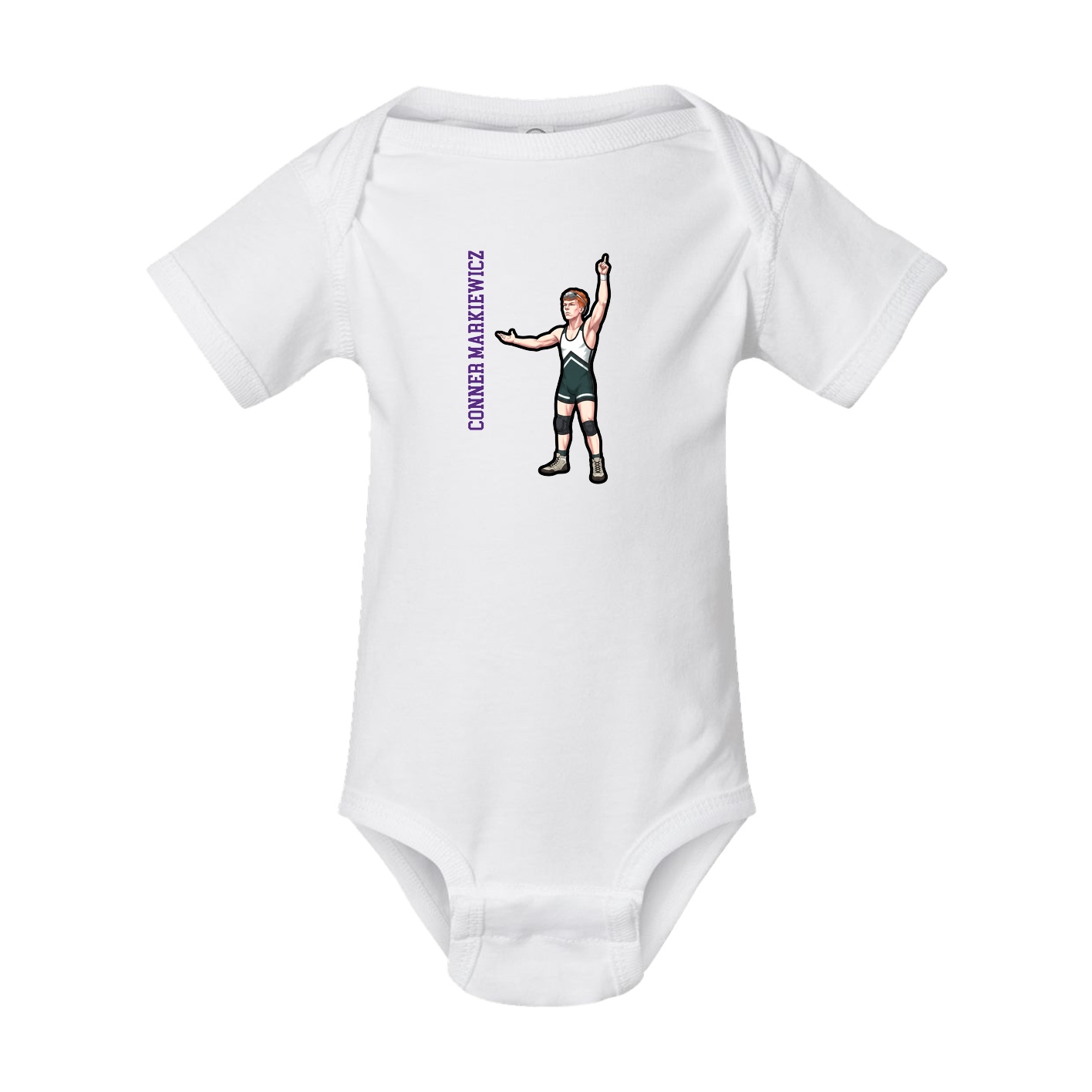 Baby Onesie — Name Vertical in White