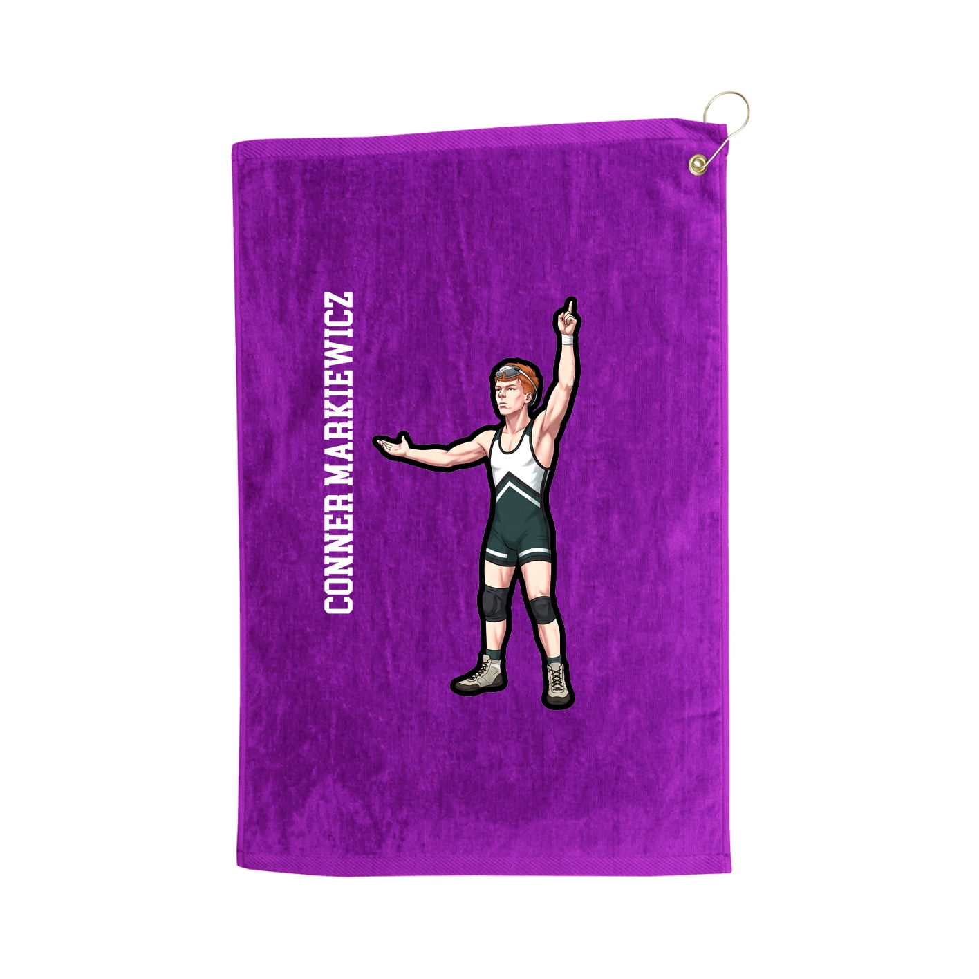 Golf Towel — Name Vertical in Purple