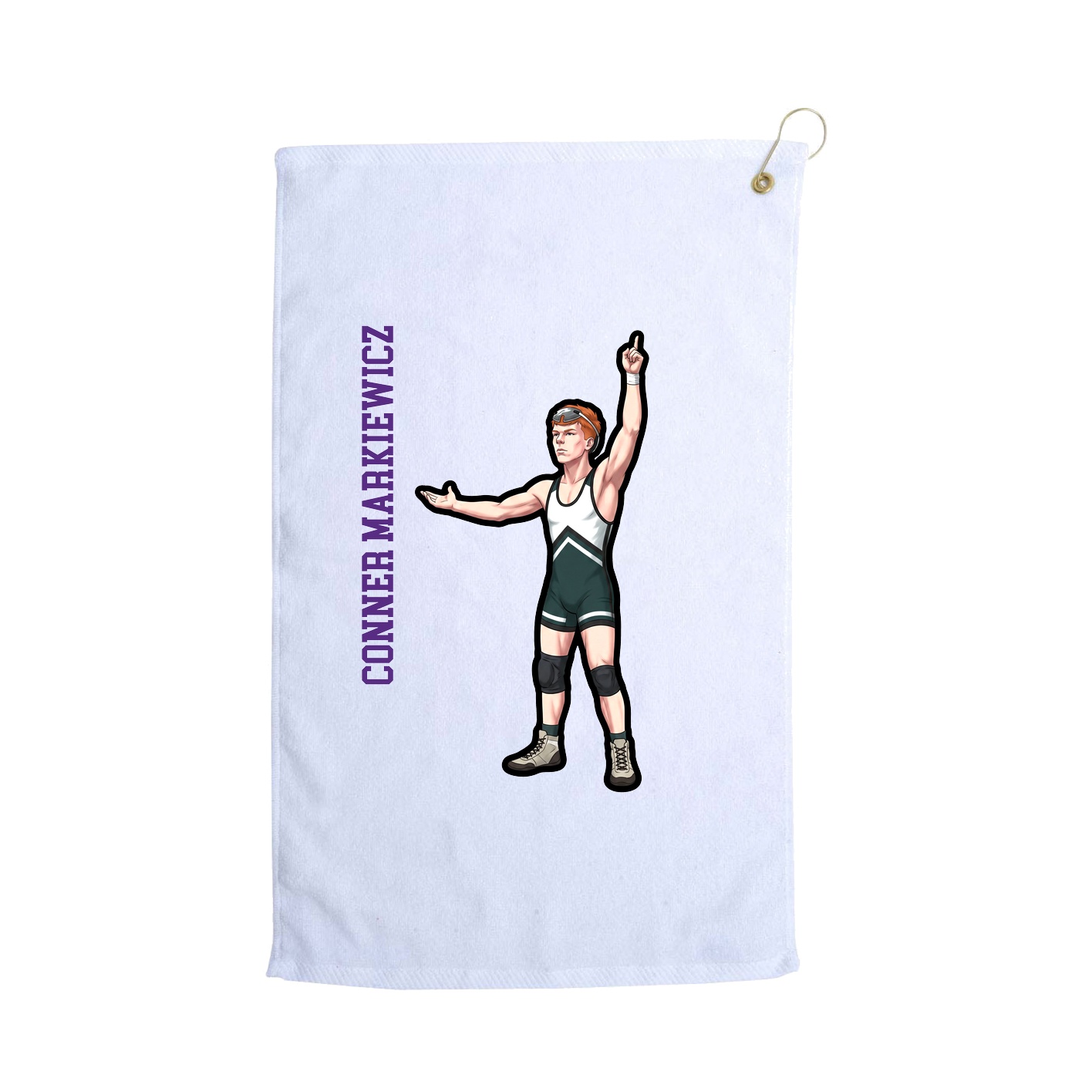 Golf Towel — Name Vertical in White