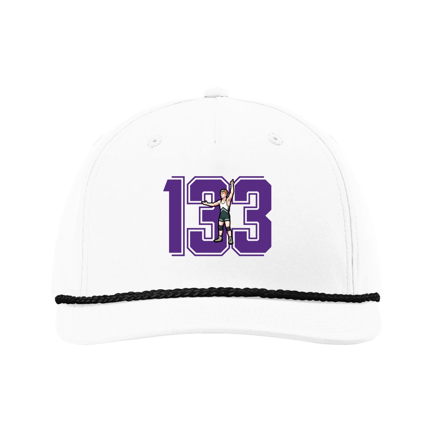 Five-Panel Classic Rope Cap — Number in White