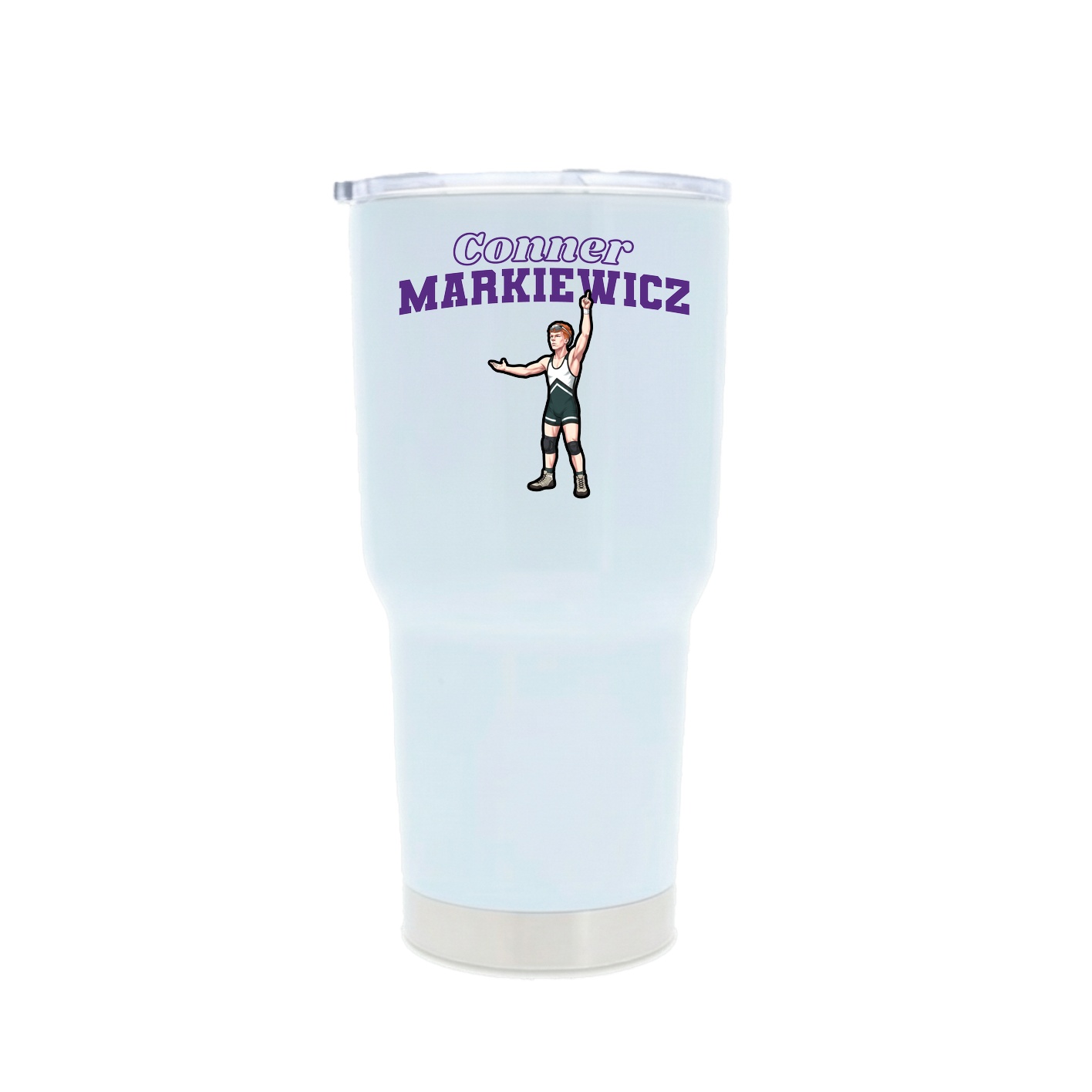 30oz Stainless Steel Tumbler — Name Arch in White
