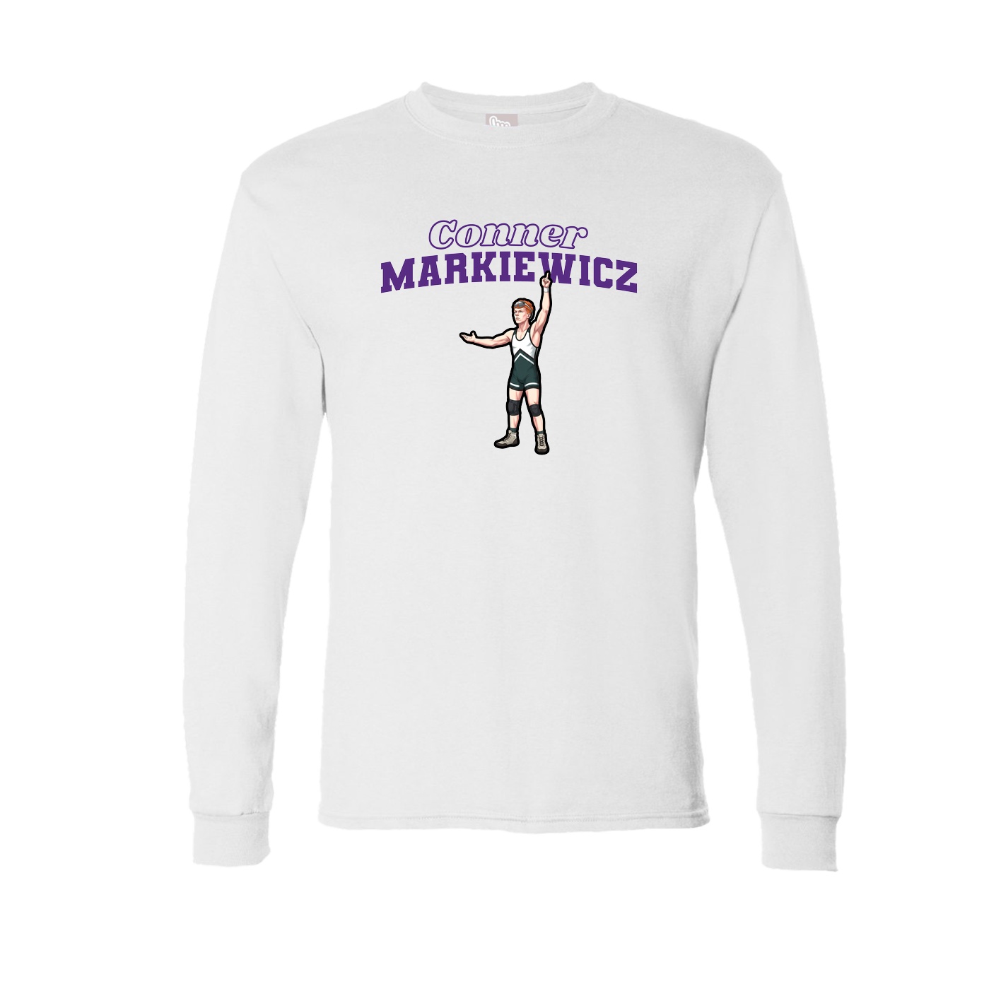 Long Sleeve Tee — Name Arch in White