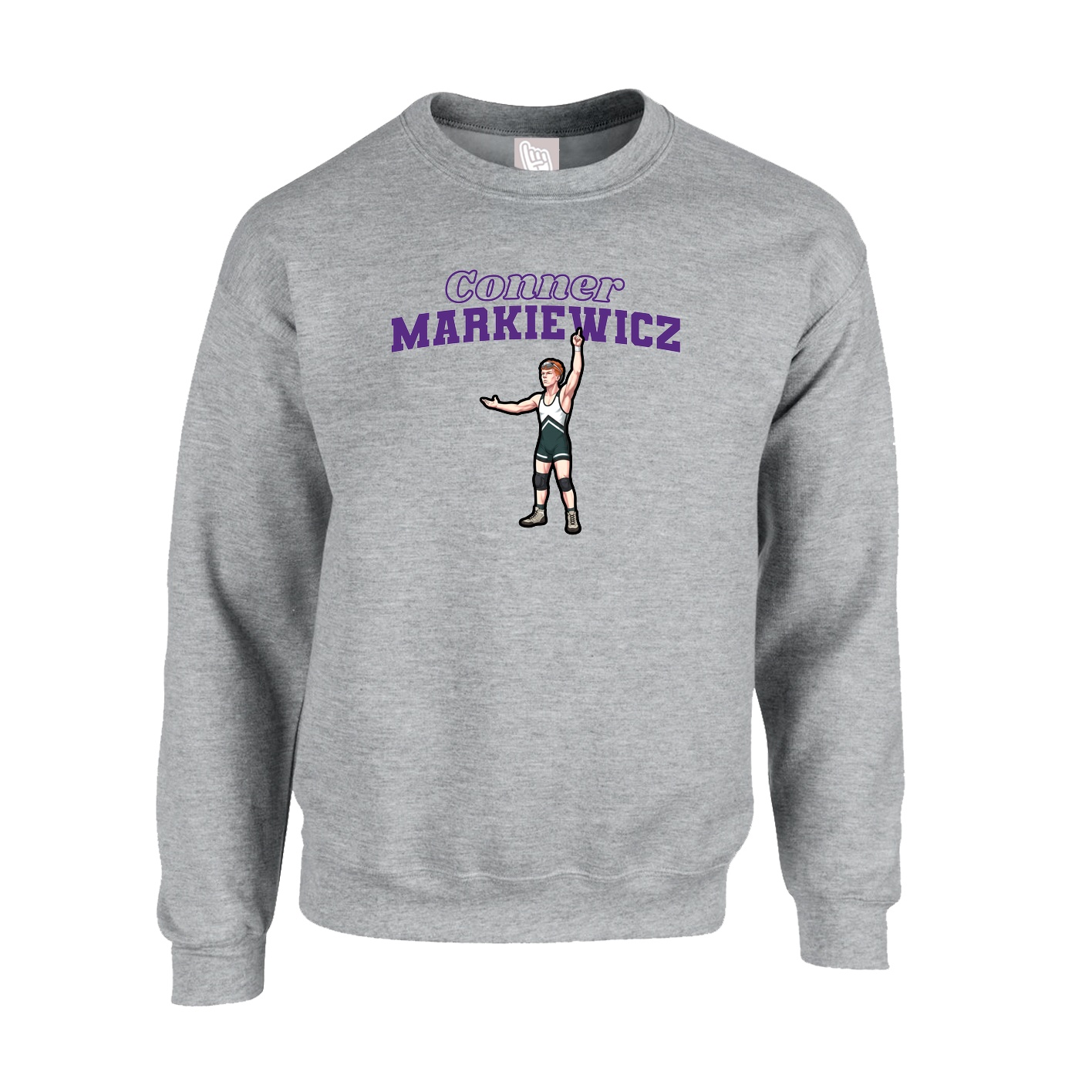 Fleece Crew — Name Arch in Grey