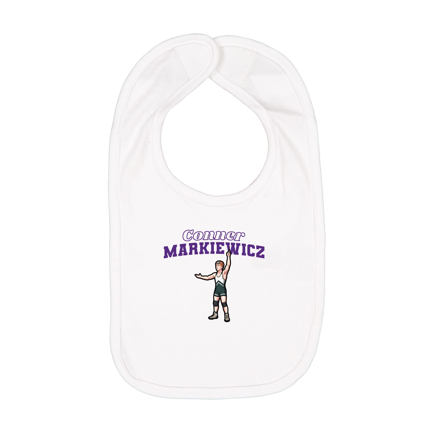 Infant Bib — Name Arch in White