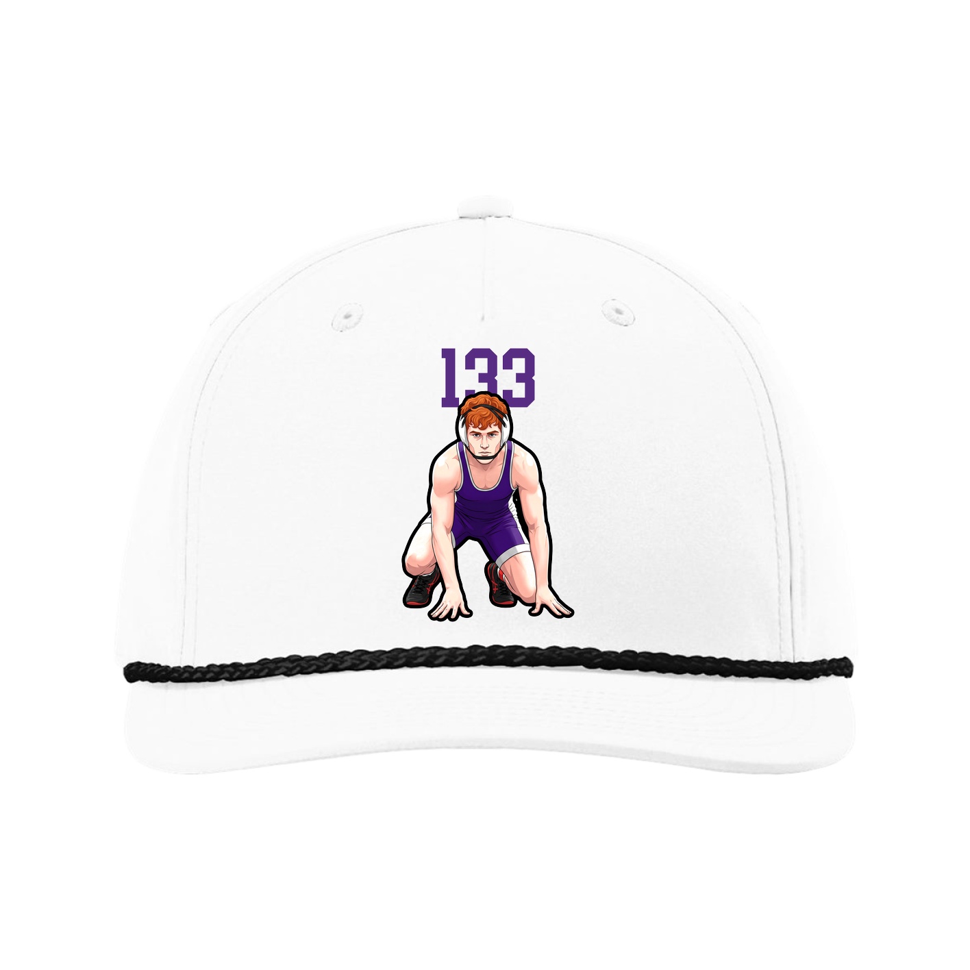 Five-Panel Classic Rope Cap — Number Top in White