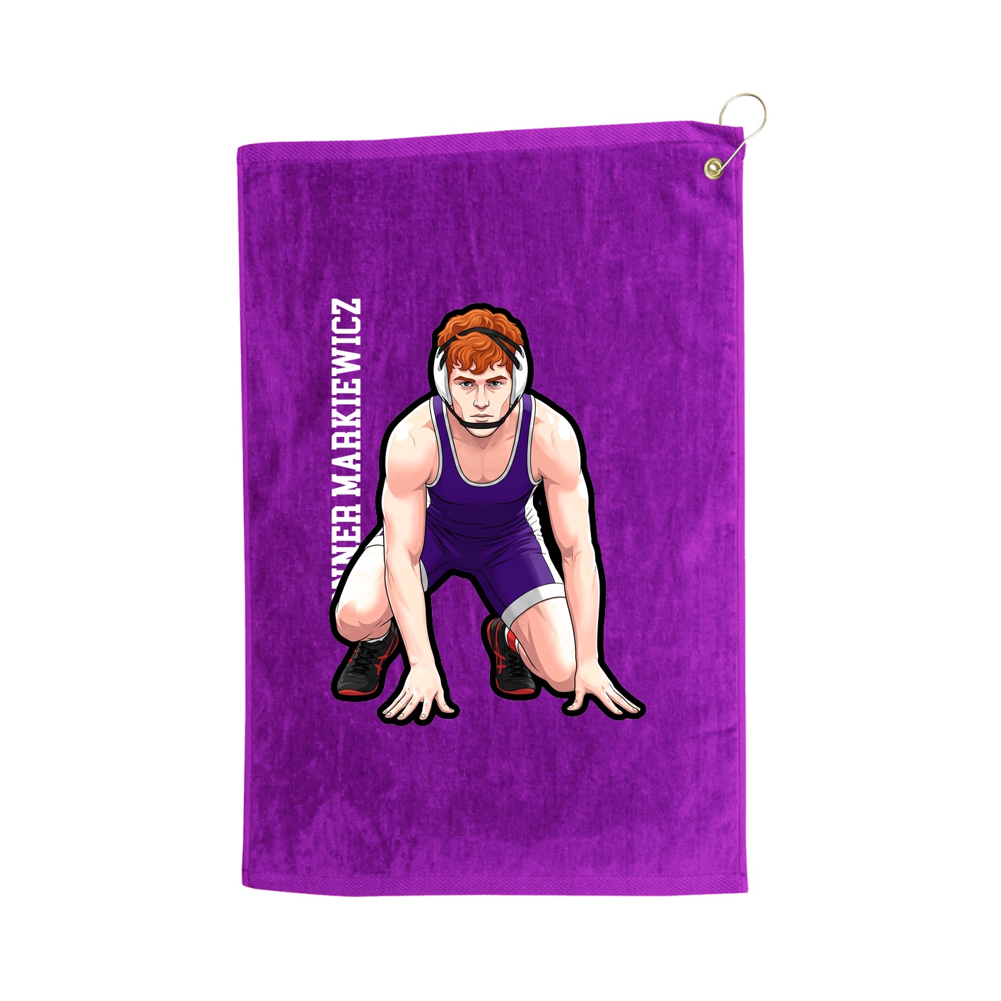 Golf Towel — Name Vertical in Purple