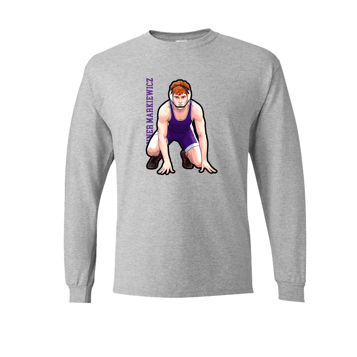 Long Sleeve Tee — Name Vertical in Grey