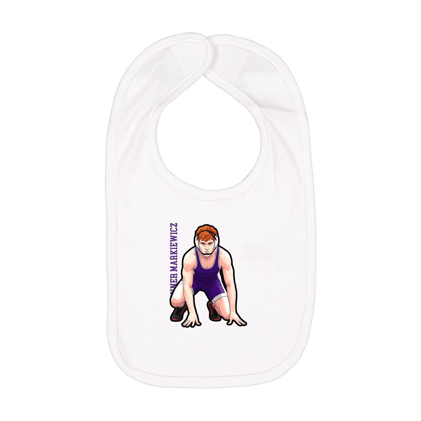 Infant Bib — Name Vertical in White