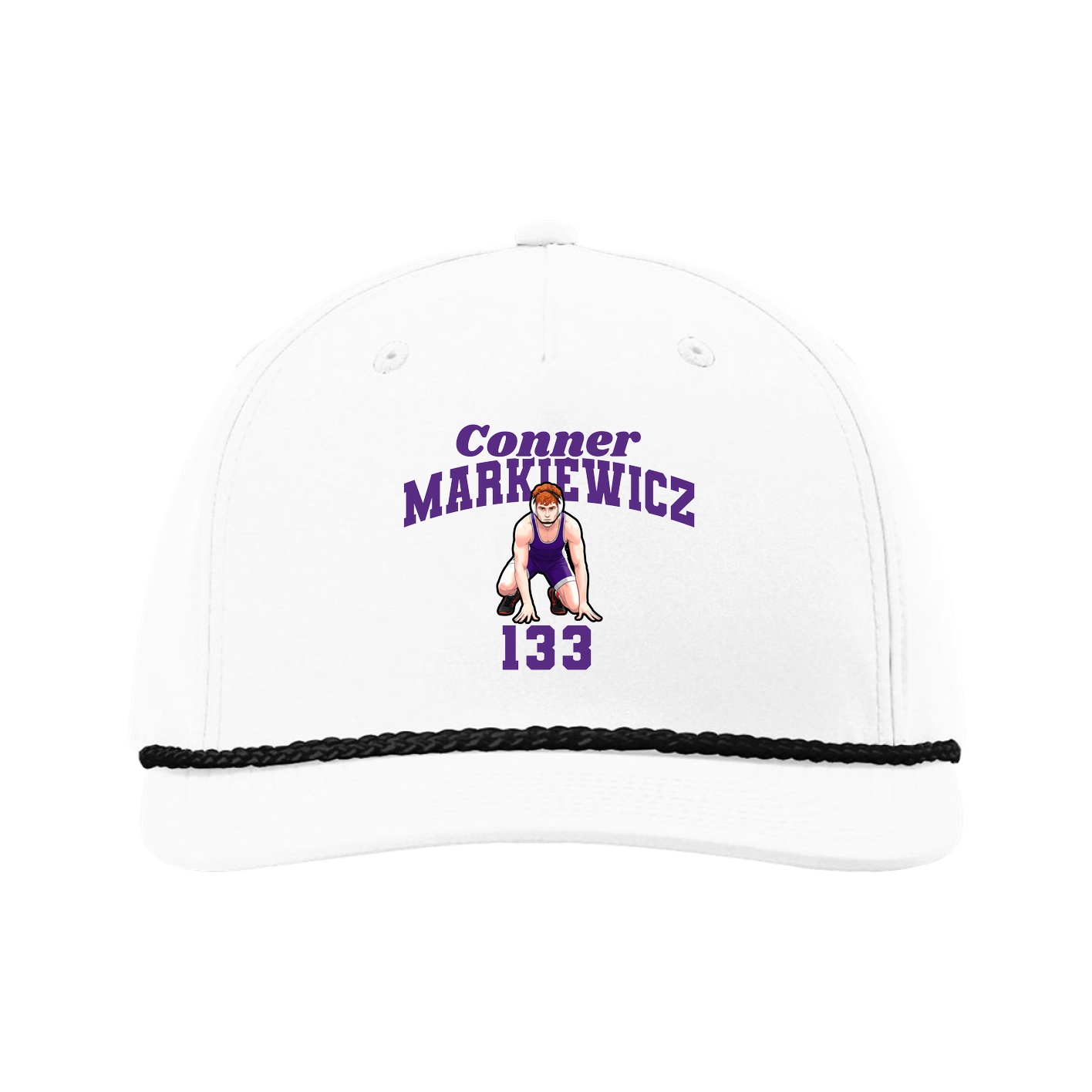Five-Panel Classic Rope Cap — Signature Arch in White