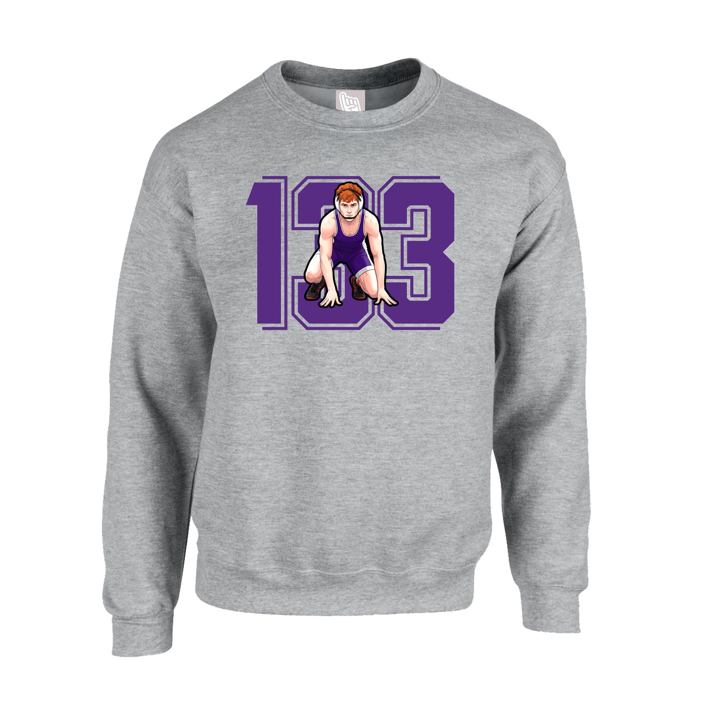 Fleece Crew — Number in Grey