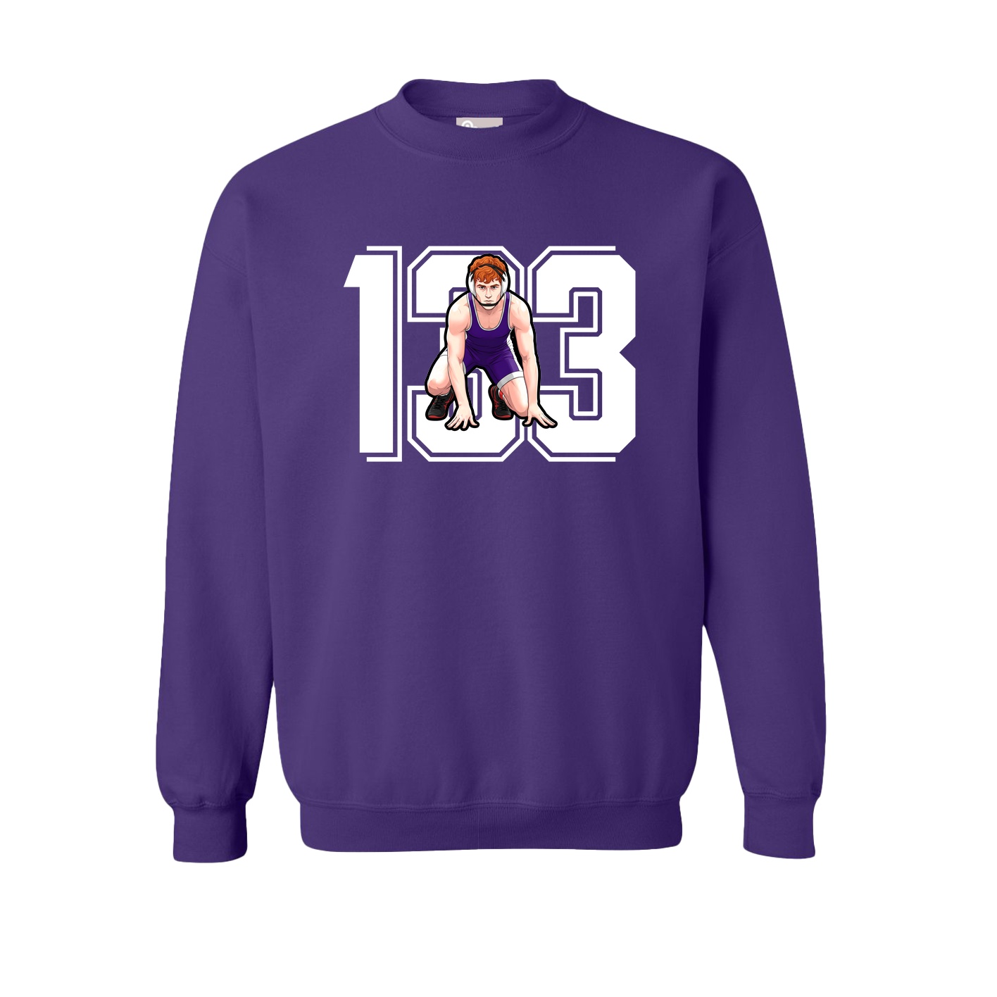 Fleece Crew — Number in Purple