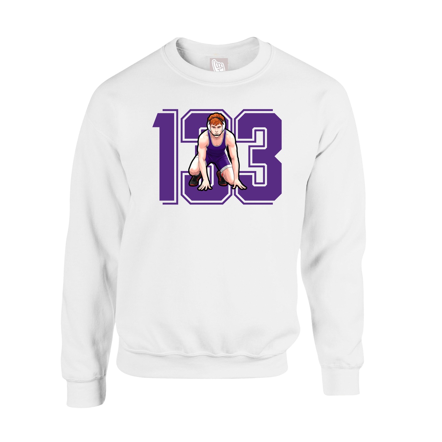 Fleece Crew — Number in White