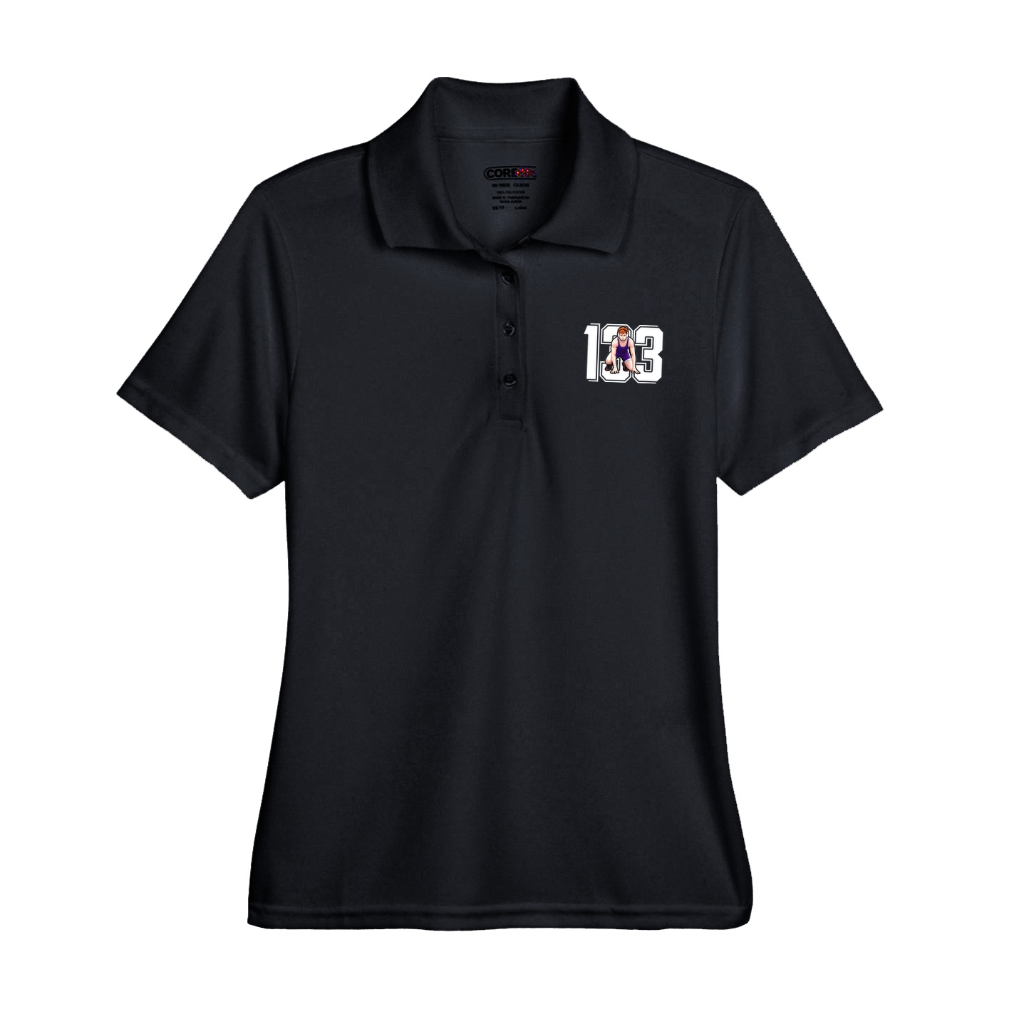 Womens Performance Polo — Number in Black