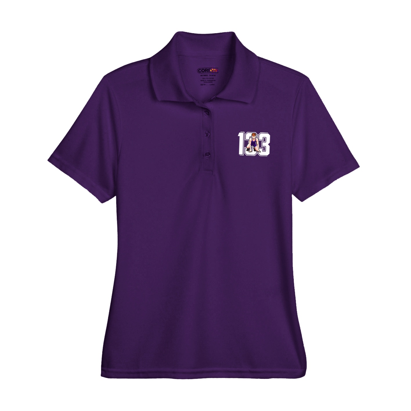 Womens Performance Polo — Number in Purple