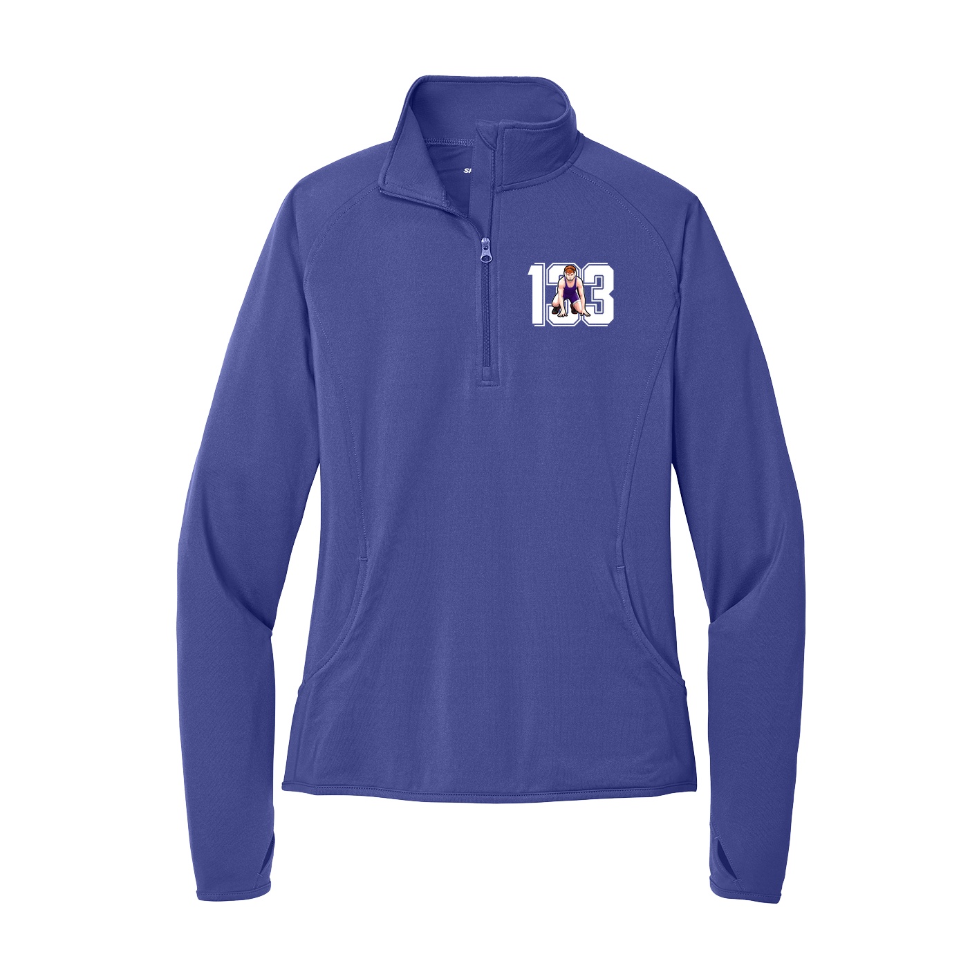 Women's Q-Zip Pullover — Number in Purple