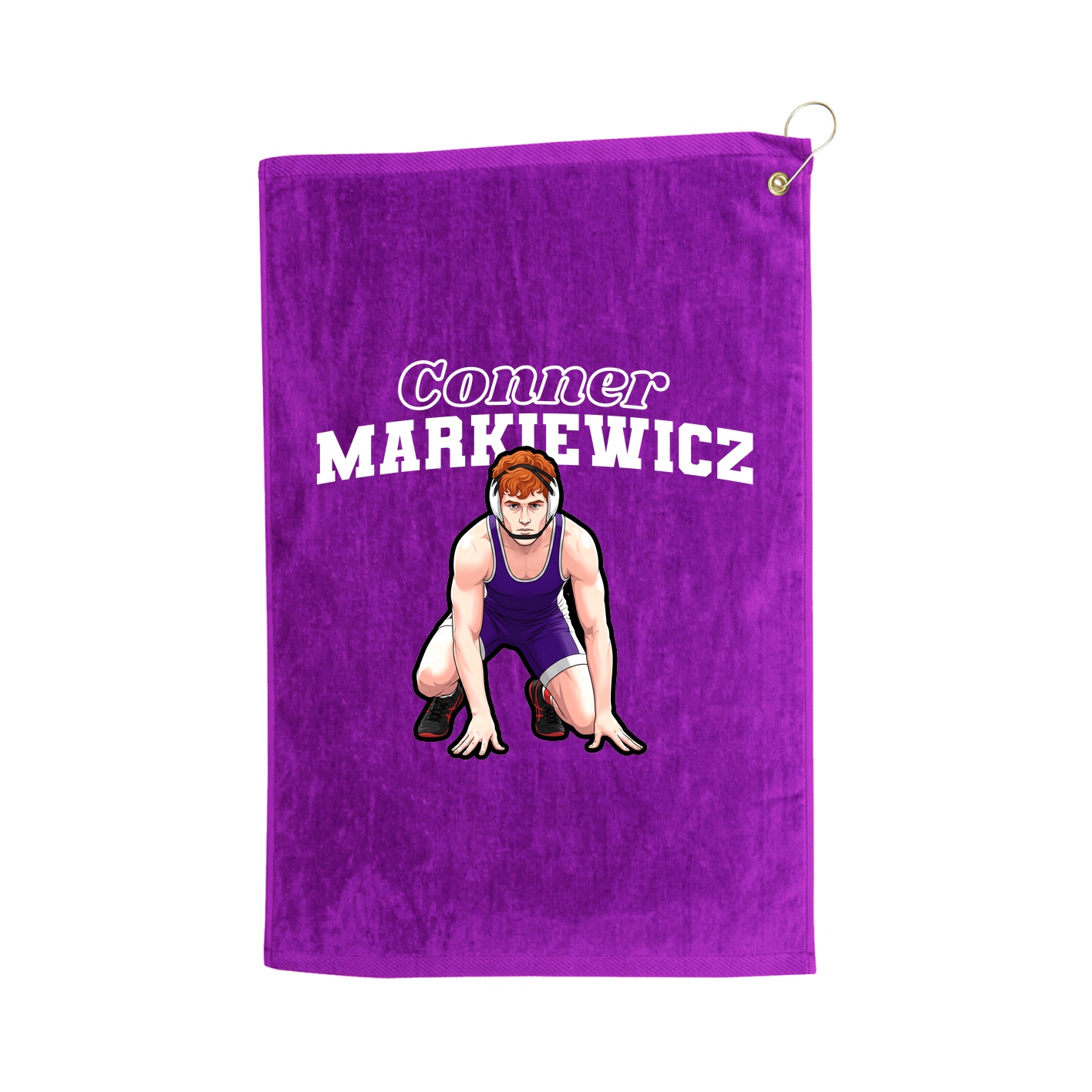 Golf Towel — Name Arch in Purple