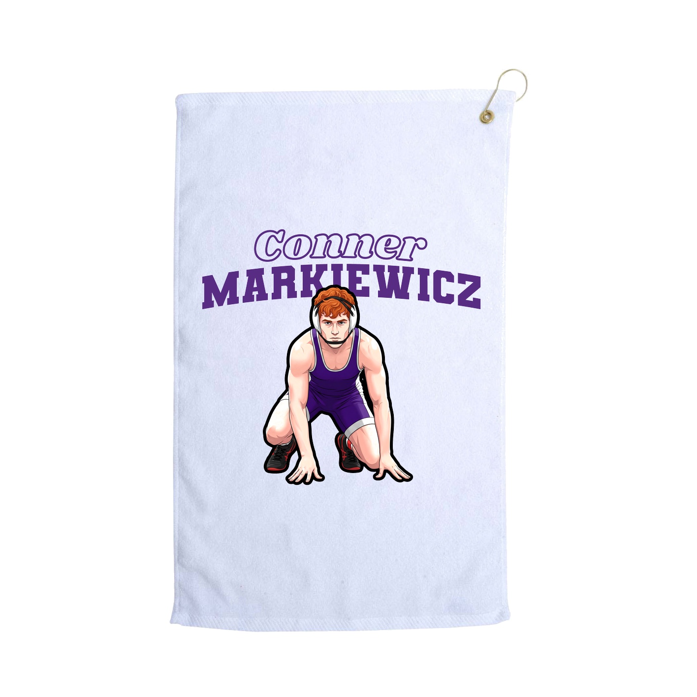 Golf Towel — Name Arch in White